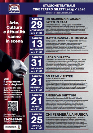 Film e Spettacoli del Cine Teatro Giletti - Novembre 2025 / Aprile 2026